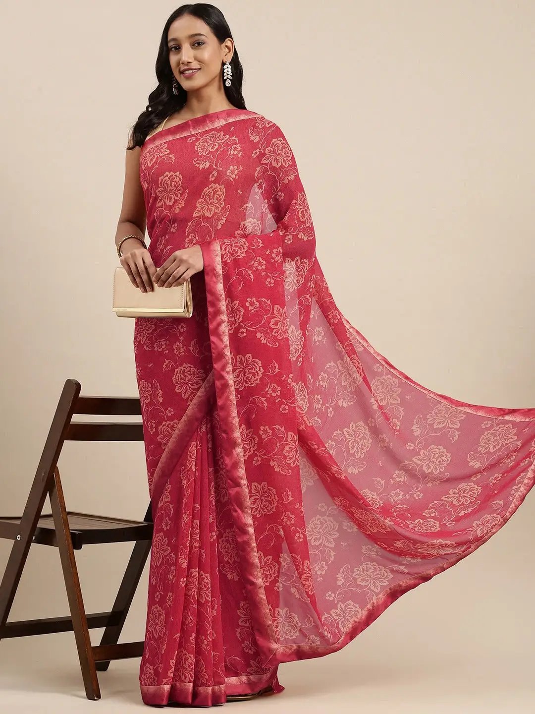 Soft Georgette Saree With Foli Print Work