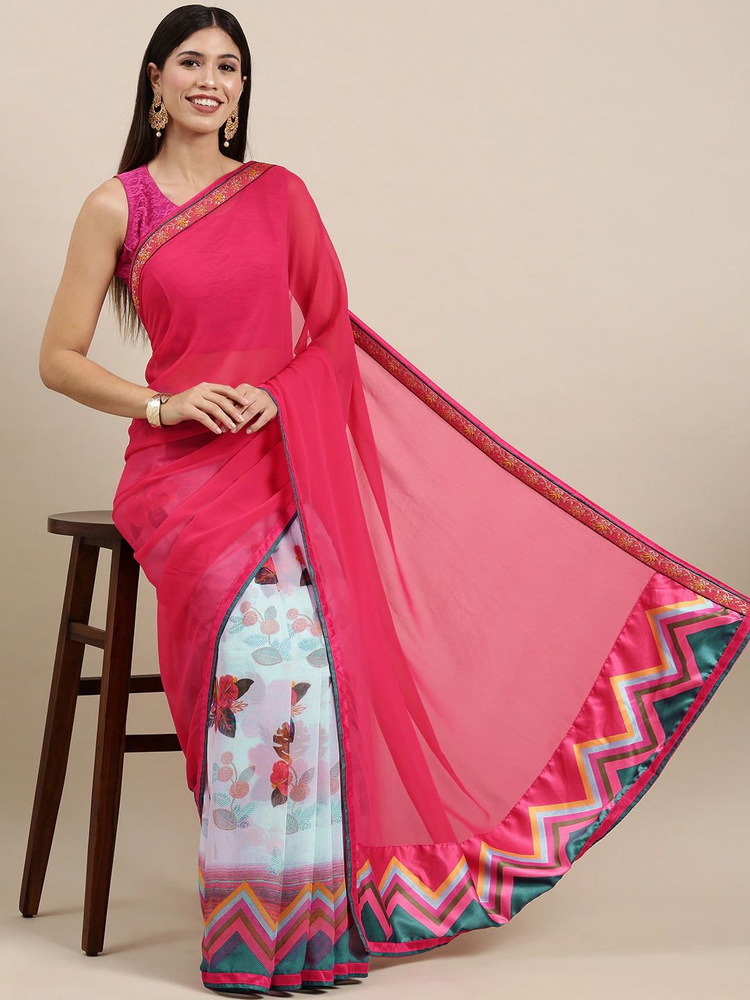 Soft Georgette Saree With Foli Print Work