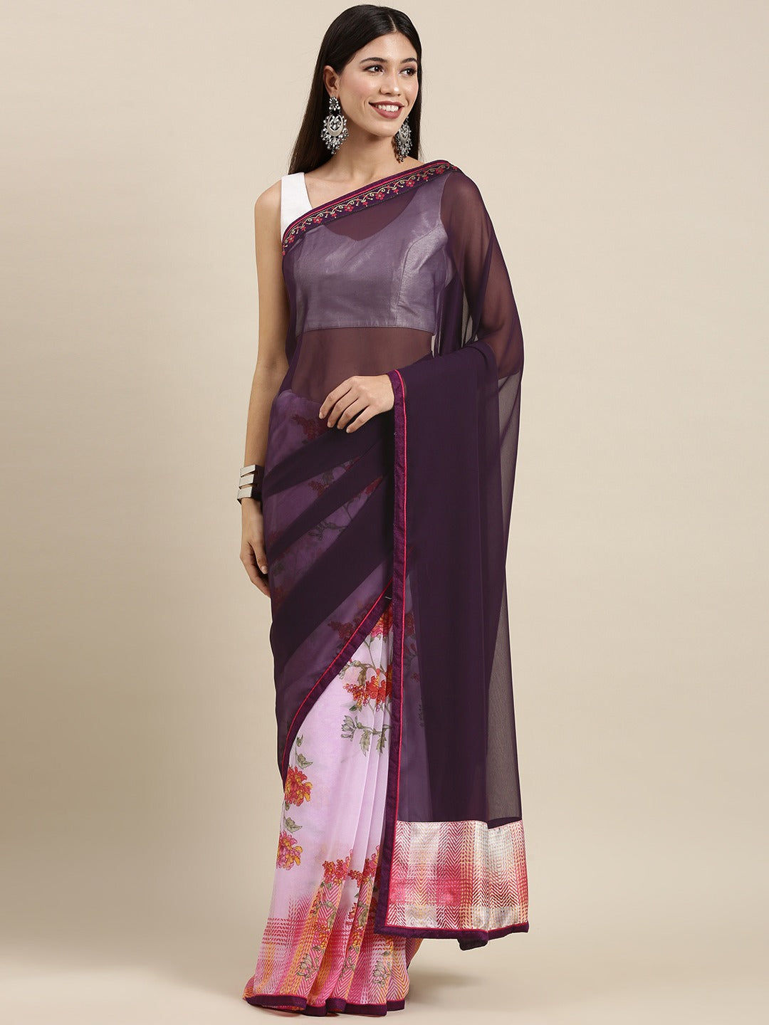 Soft Georgette Saree With Foli Print Work