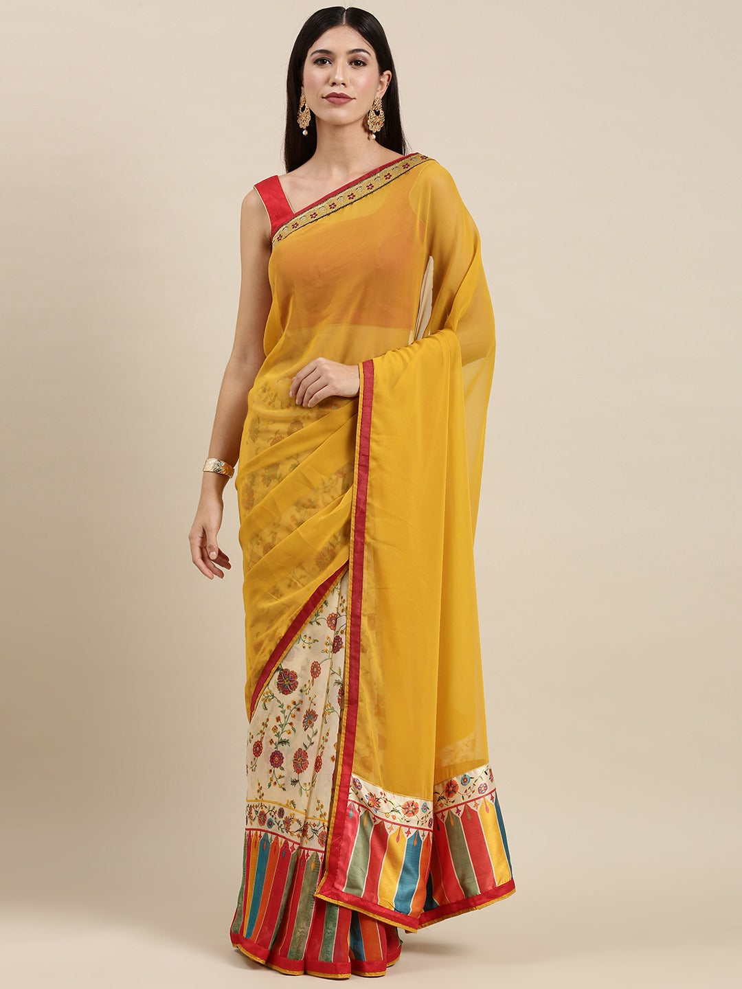 Soft Georgette Saree With Foli Print Work