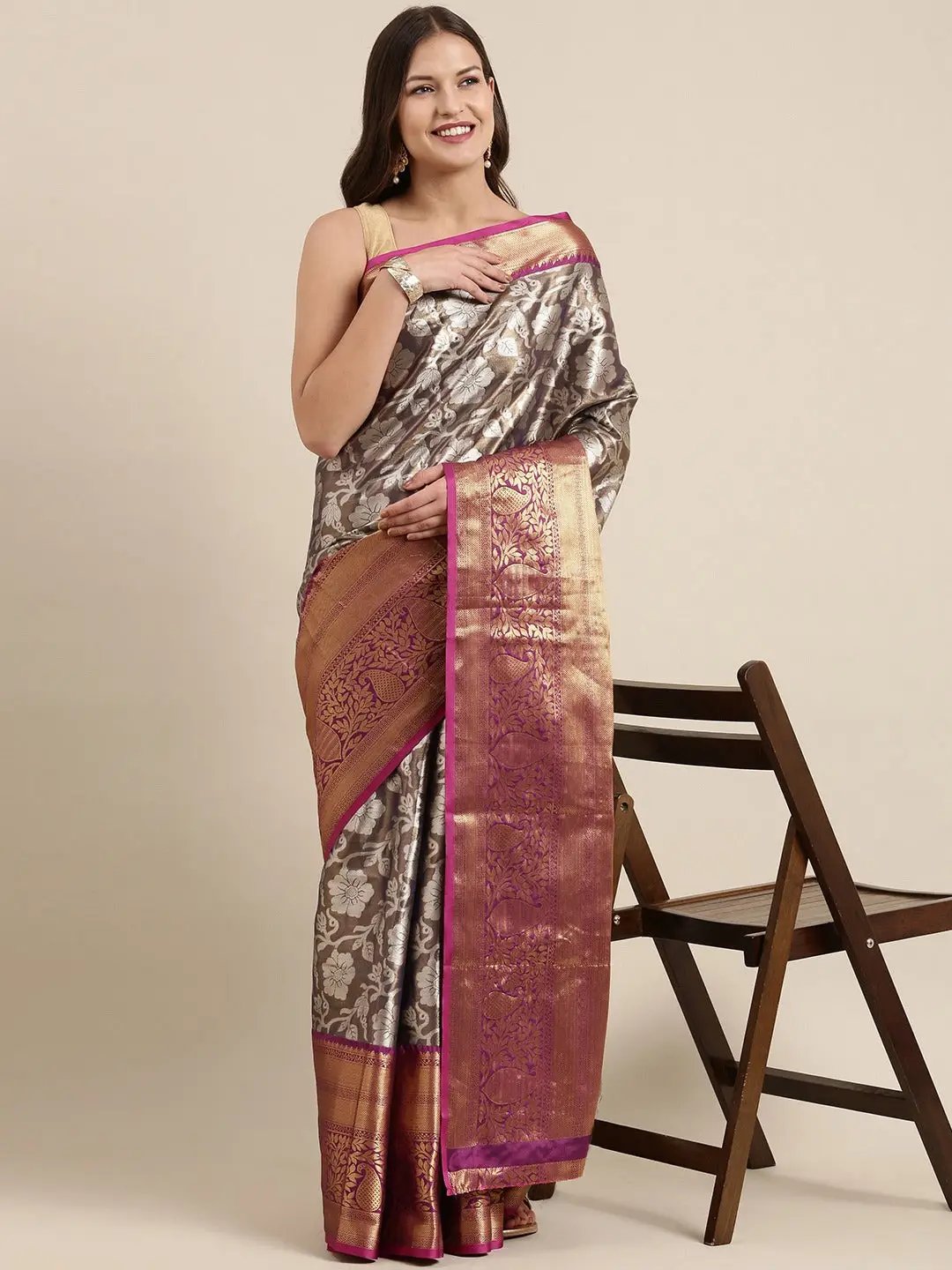 One Gram Gold Tissue Silk Saree With zari butti