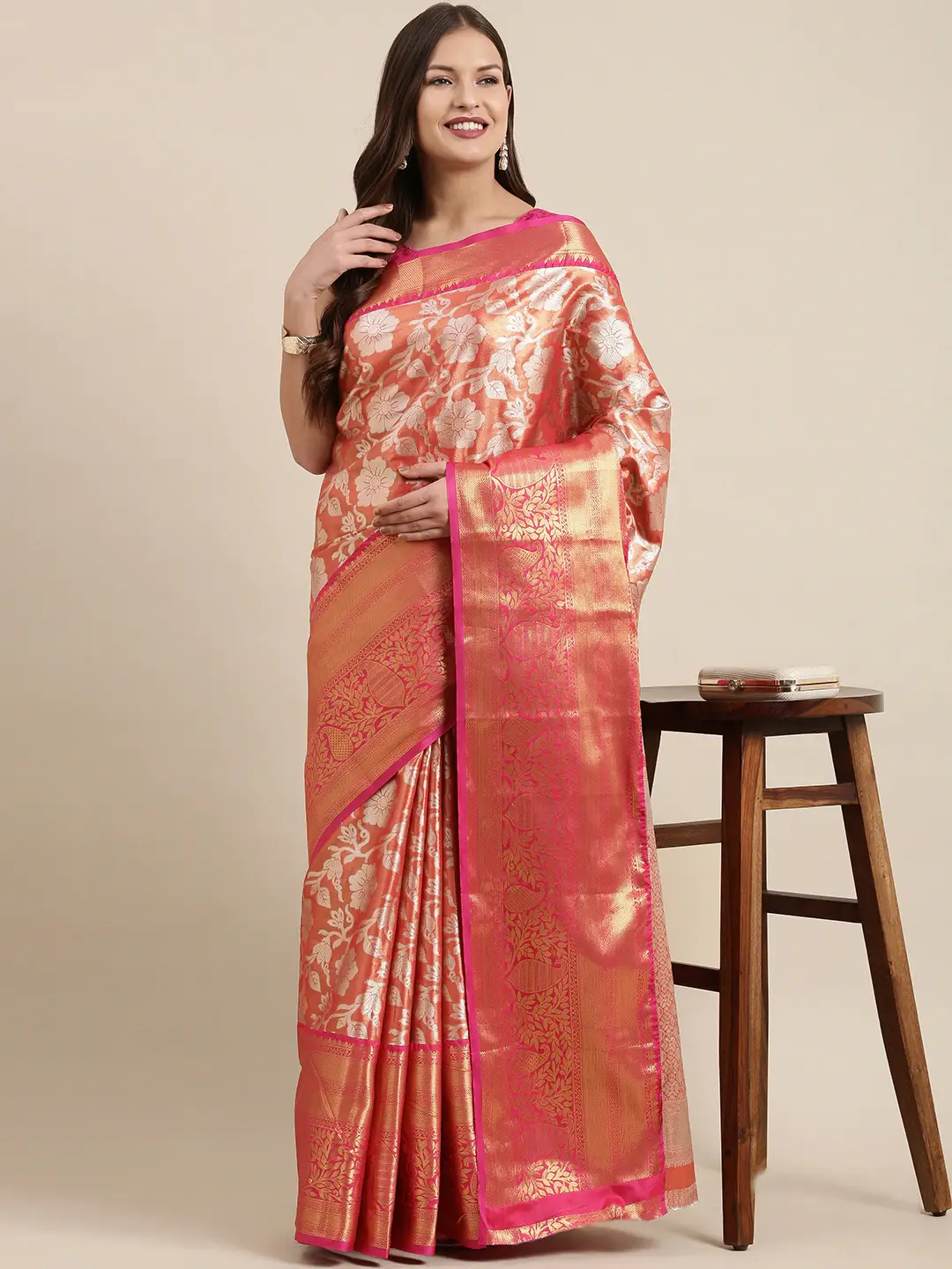 One Gram Gold Tissue Silk Saree With zari butti